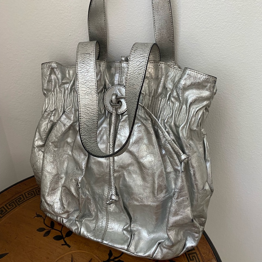 Silver Italian bag real leather